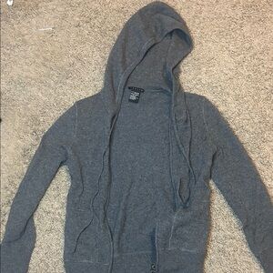 Theory 100% cashmere fitted hoodie zip up sweater